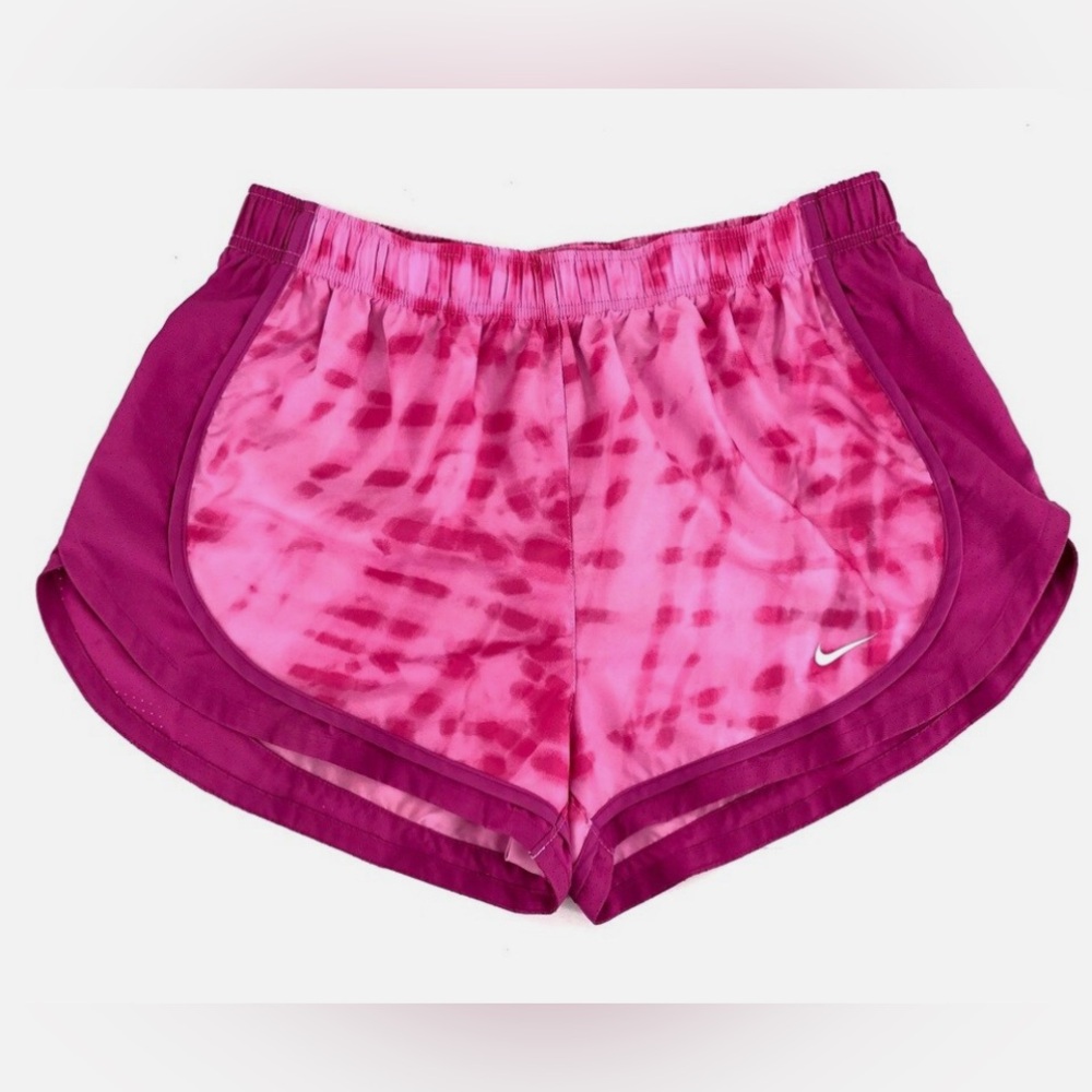 Nike Pink Athletic Shorts with Tie-Dye Design